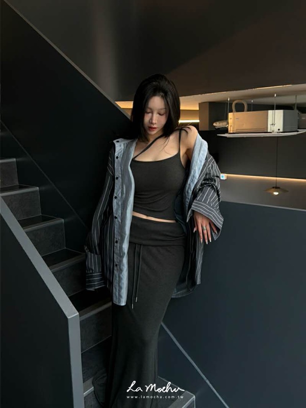 反摺彈性棉質長裙(闆娘.花花清單)